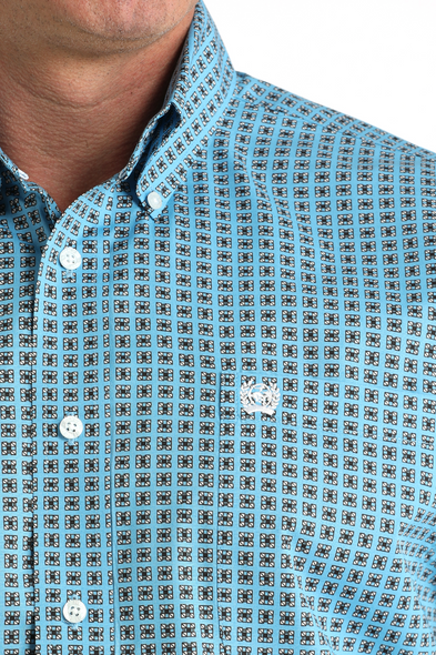 CINCH BLUE GEOMETRIC PRINT - MENS SHIRT  - MTW1106008