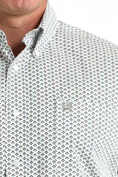 CINCH WHITE WEAVE GEOMETRIC PRINT - MENS SHIRT  - MTW1106013