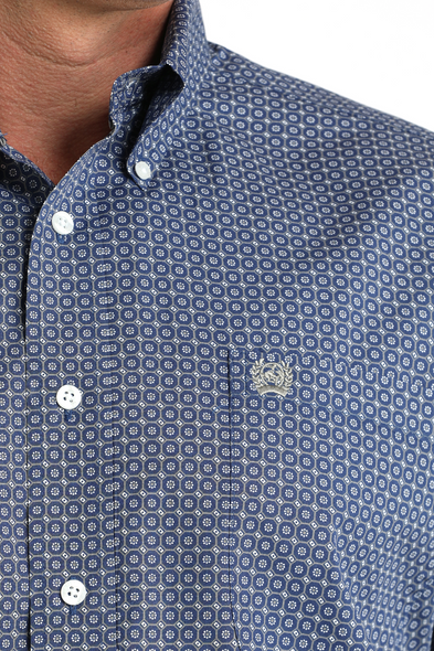 CINCH ROYAL BLUE GEOMETRIC PRINT - MENS SHIRT  - MTW1106012