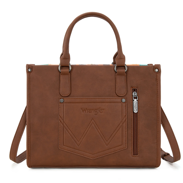 WRANGLER SHERPA AZTEC CANVAS BROWN - LADIES PURSES  - WG313-8119BR