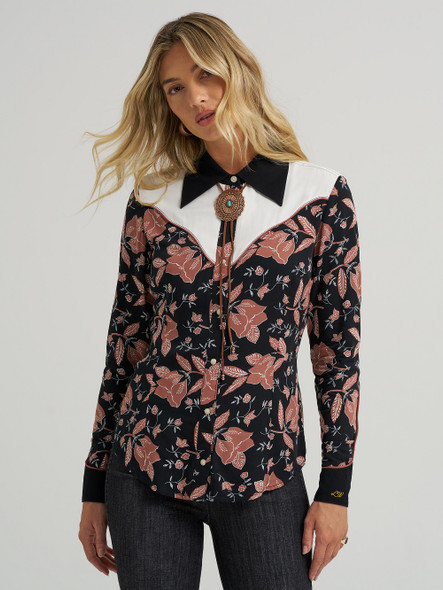 WRANGLER FOLK FLORAL BLACK -X LAINEY - LADIES SHIRT  - 112368255