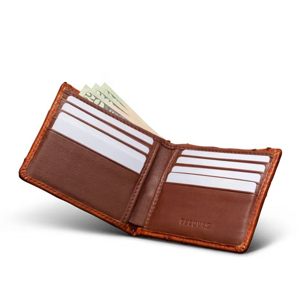 TECOVAS OSTRICH BILLFOLD PECAN II - ACCESSORIES WALLET  - 30093PEC