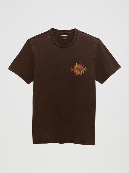 WRANGLER RAWHIDE BROWN PRINT - MENS TEE  - 112372850