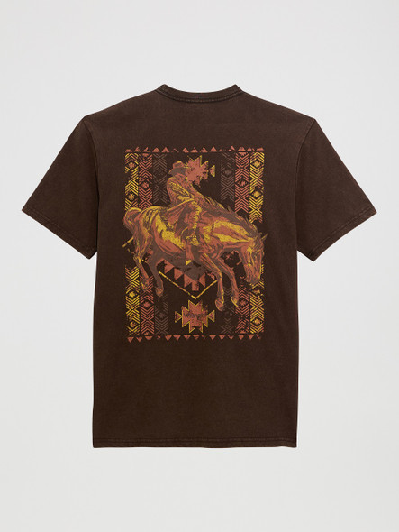 WRANGLER RAWHIDE BROWN PRINT - MENS TEE  - 112372850
