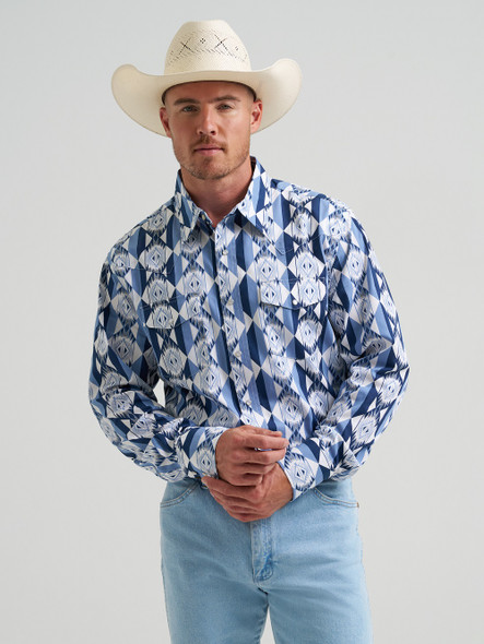 WRANGLER CHECOTAH CLASSIC FIT BLUE - MENS SHIRT  - 112374917
