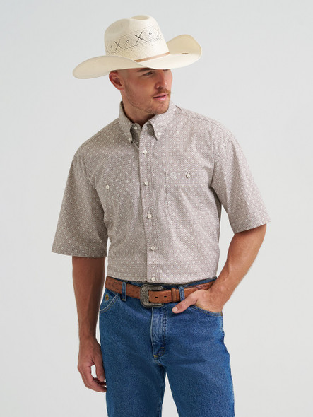 WRANGLER GEORGE STRAIT TAUPE PRINT - MENS SHIRT  - 112374614