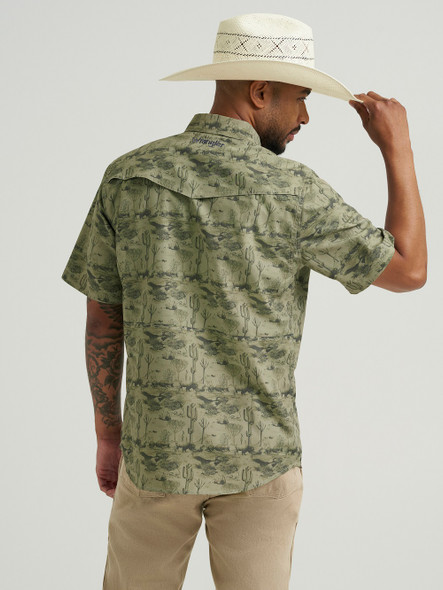 WRANGLER PERFORMANCE OLIVINE PRINT - MENS SHIRT  - 112375130