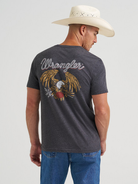 WRANGLER GRAPHIC TEE PHANTOM HEATHER - MENS TEE  - 112372857