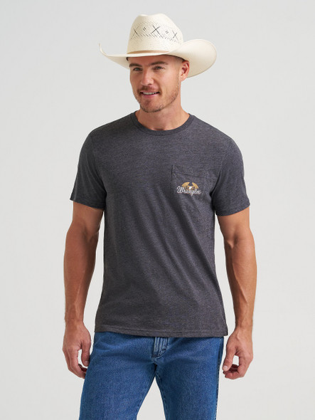 WRANGLER GRAPHIC TEE PHANTOM HEATHER - MENS TEE  - 112372857