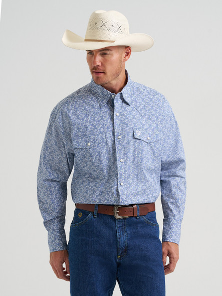 WRANGLER GEORGE STRAIT BLUE PRINT - MENS SHIRT  - 112374584