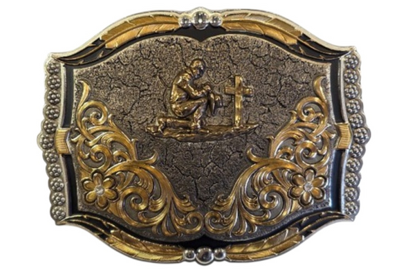 MONTANA SILVERSMITHS PRAYING COWBOY CRACKED EARTH - ACC BUCKLE  - 43810-917M