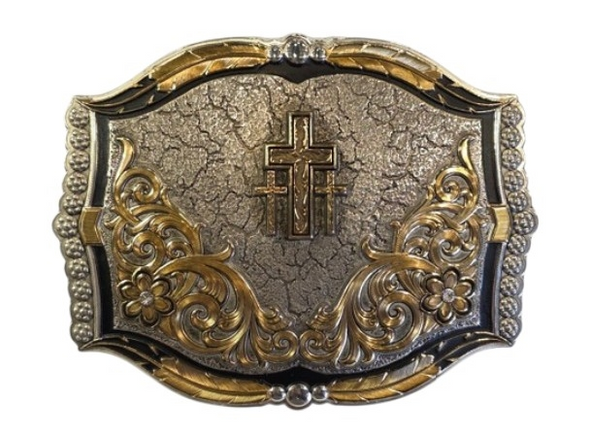 MONTANA SILVERSMITHS TRIPLE CROSS CRACKED EARTH - ACC BUCKLE  - 43810-855
