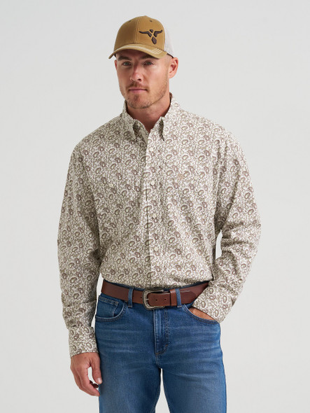 WRANGLER GEORGE STRAIT WALNUT PRINT - MENS SHIRT  - 112374543