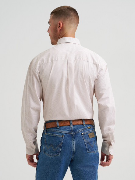 WRANGLER GEORGE STRAIT PEACH GRAY PRINT - MENS SHIRT  - 112374612