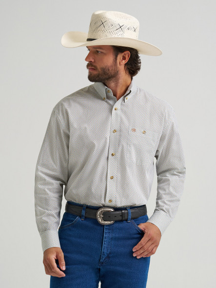 WRANGLER RELAXED FIT WHITE PRINT - MENS SHIRT  - 112374625