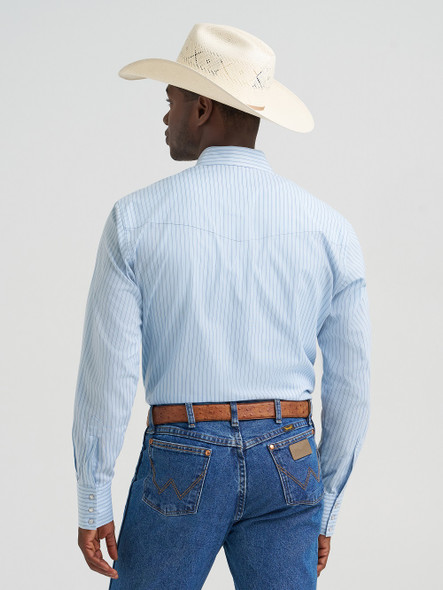 WRANGLER WRINKLE RESIST BLUE PRINT - MENS SHIRT  - 112374876