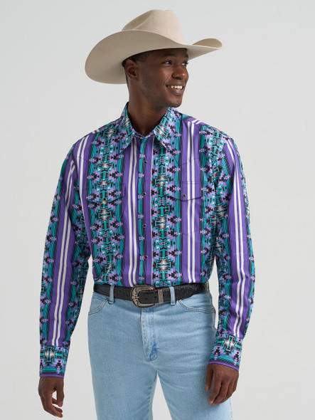 WRANGLER CHECOTAH PURPLE PRINT - MENS SHIRT  - 112374916