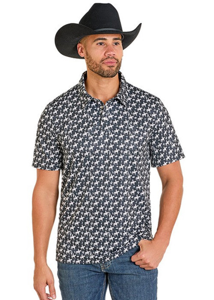 PANHANDLE SLIM BLACK HORSE SNAP PRINT - MENS POLO  - TM51T07540