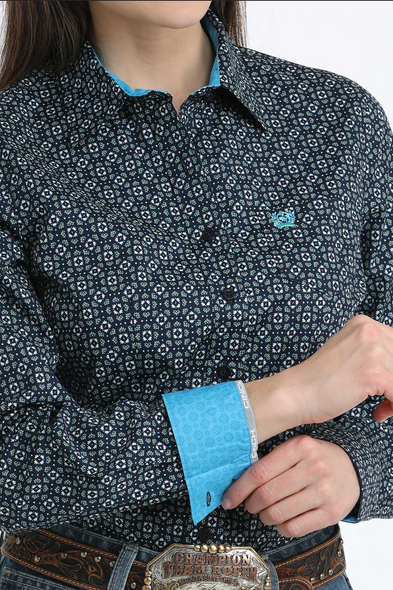 CINCH NAVY GEOMETRIC PRINT - LADIES SHIRT  - MSW9164261