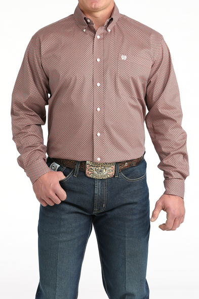 CINCH PINK GEOMETRIC PRINT - MENS SHIRT  - MTW1106017