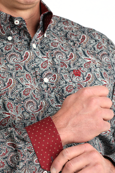 CINCH NAVY PAISLEY PRINT - MENS SHIRT  - MTW1106023