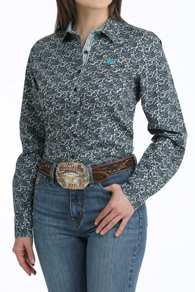 CINCH BLUE PAISLEY PRINT - LADIES SHIRT  - MSW9165081
