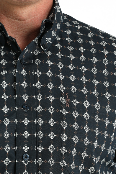 CINCH NAVY PRINTED 50'S BROADCLOTH - MENS SHIRT  - MTW1347147