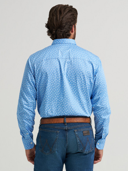 WRANGLER CODY JOHNSON BLUE WHITE PRINT - MENS SHIRT  - 112374495