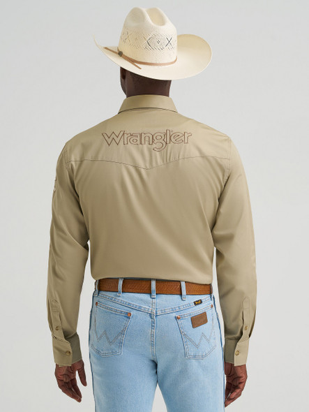 WRANGLER LOGO CAMO KHAKI SOLID - MENS SHIRT  - 112374859