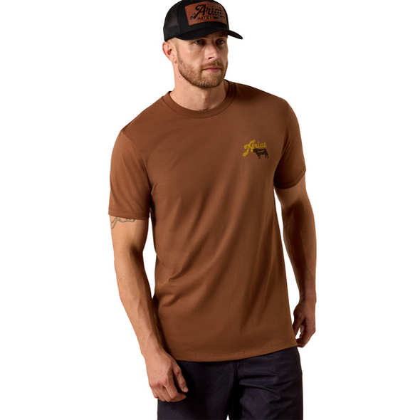 ARIAT BBQ SMOKE SOFT SILT BROWN - MENS TEE  - 10071197