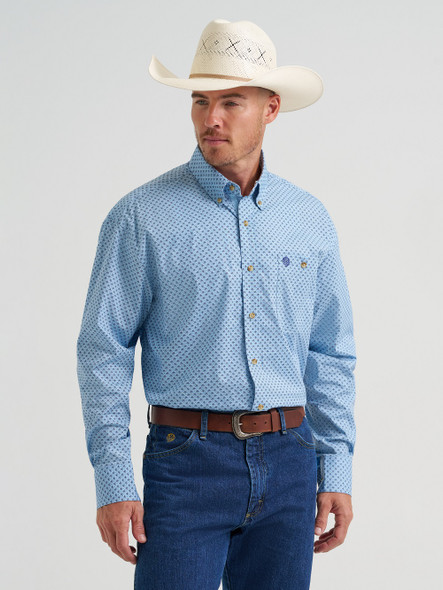 WRANGLER GEORGE STRAIT BABY BLUE CROSS - MENS SHIRT  - 112374582
