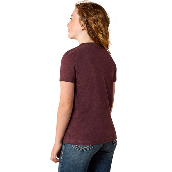 ARIAT SKULS FLORAL WINE TEE - KIDS GIRLS TEE - 10071700