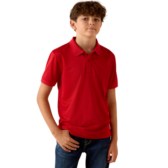 ARIAT TEK POLO SCARLET - KIDS BOYS POLO - 10071421