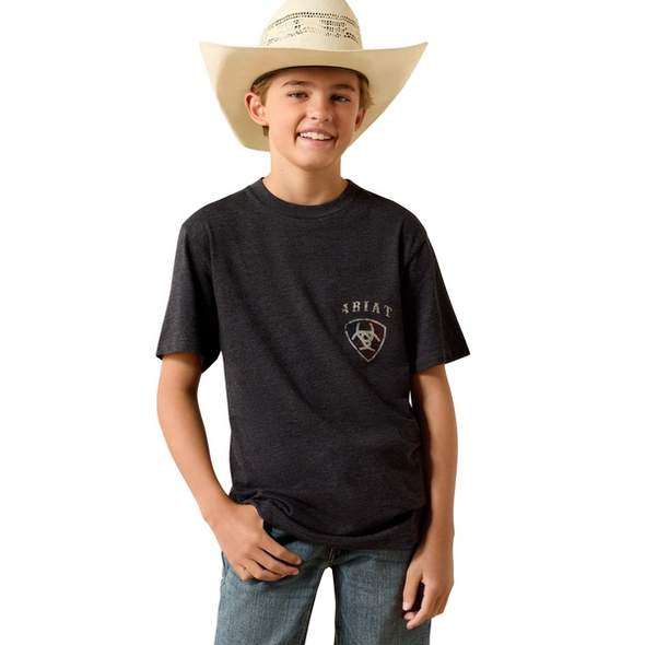 ARIAT AMERICAN BISON CHARCOAL - KIDS BOYS TEE - 10071185