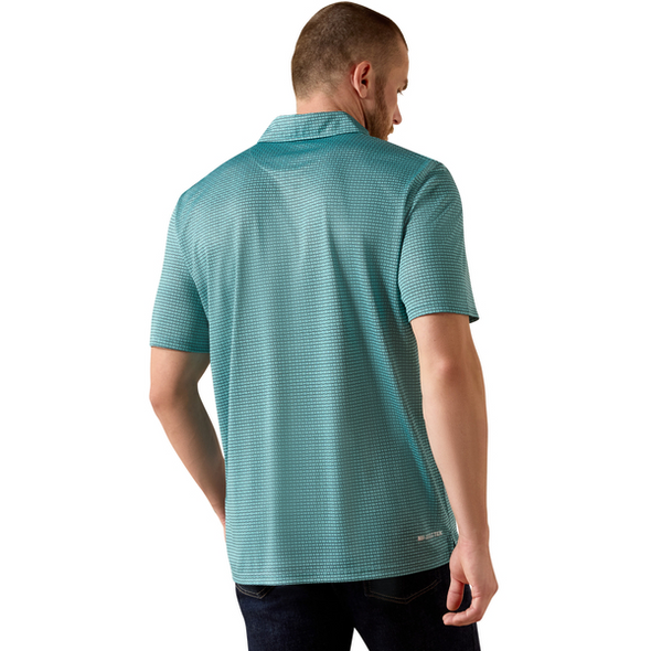 ARIAT ANGEL BLUE MOD GEO PRINT - MENS POLO  - 10071492
