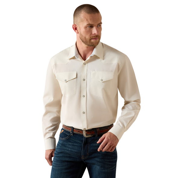 ARIAT WF PINPOINT OXFORD OFF WHITE - MENS SHIRT  - 10071106