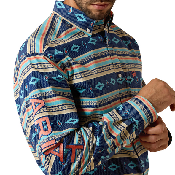 ARIAT TEAM JET CLASSIC NAVY ORANGE - MENS SHIRT  - 10071717