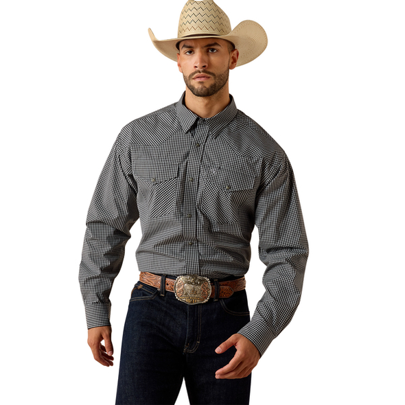 ARIAT PRO SERIES TOBIN BLACK PLAID - MENS SHIRT  - 10071726