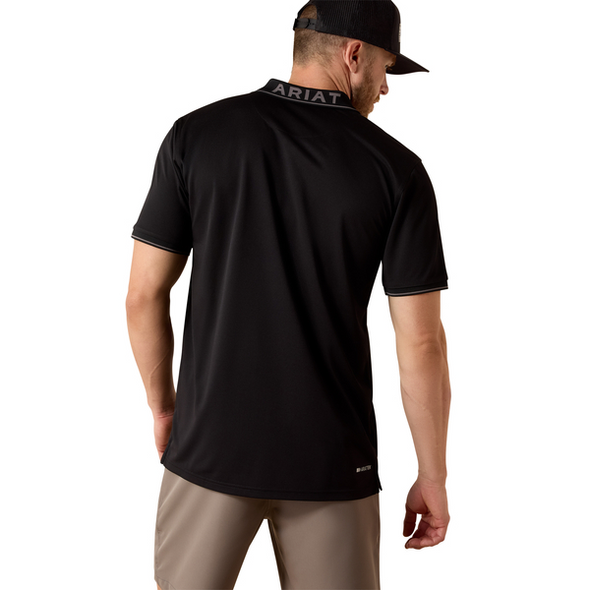 ARIAT BLACK LOGO FITTED - MENS POLO  - 10071649