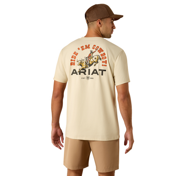 ARIAT RIDE EM COWBOY NATURAL - MENS TEE  - 10071199
