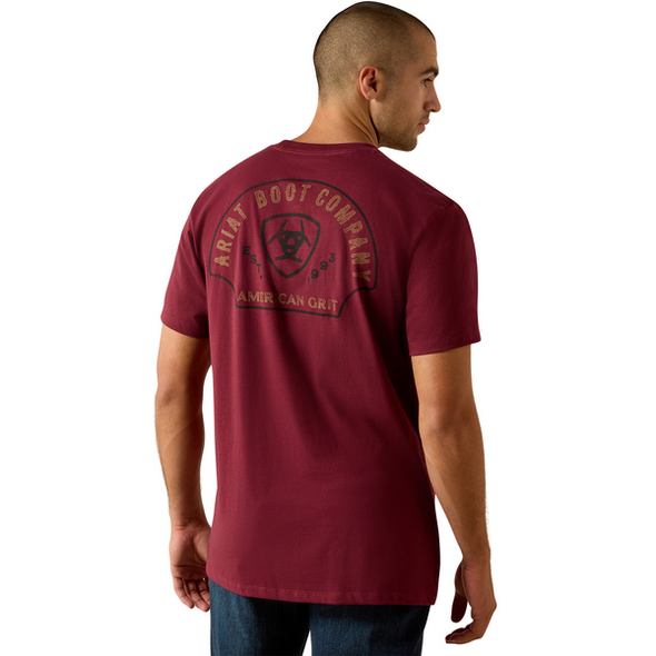ARIAT SHELL GAME MAROON BANNER - MENS TEE  - 10071158