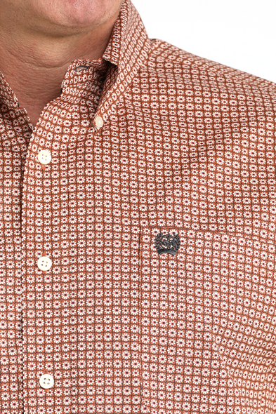 CINCH LIGHT BROWN WEAVE GEO PRINT - MENS SHIRT  - MTW1106028