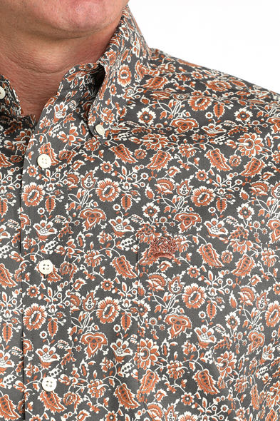 CINCH CHARCOAL FLOWER PRINT - MENS SHIRT  - MTW1106030