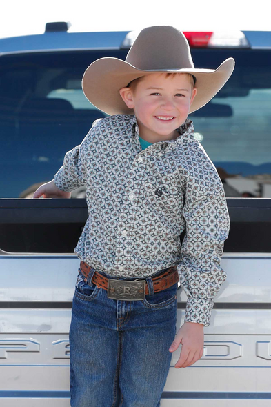 CINCH BOYS CREAM GEOMETRIC PRINT - KIDS BOYS SHIRT - MTW7060405