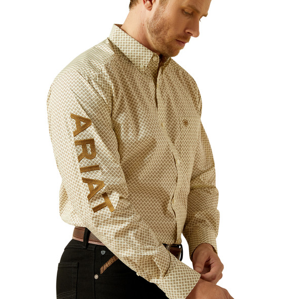 ARIAT TEAM PIERCE CLASSIC FIT CREAM - MENS SHIRT  - 10062251