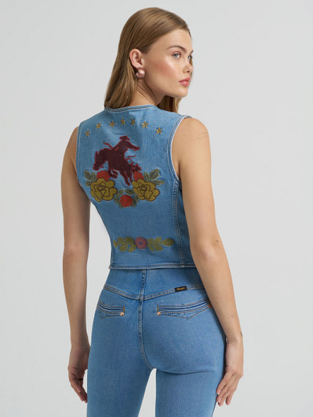 WRANGLER LAINEY WILSON BLUE DENIM VEST - LADIES VESTS  - 112375559