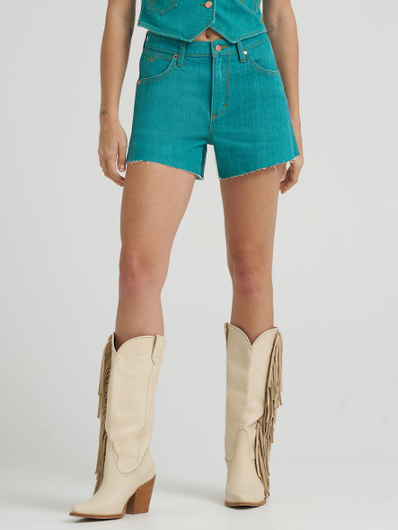 WRANGLER LAINEY WILSON TURQUOISE SHORTS - LADIES SHORT   - 112375615