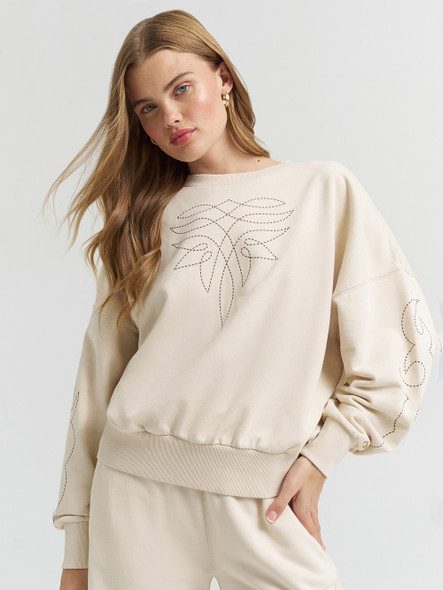 WRANGLER LAINEY WILSON SWEATSHIRT CREAM - LADIES SWEATSHIRT  - 112375627