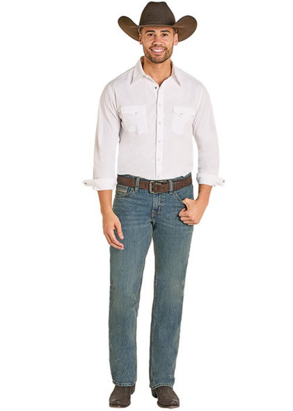ROCK & ROLL PLEATHER EMB PISTOL STRAIGHT - MENS JEANS  - BM1PD08015