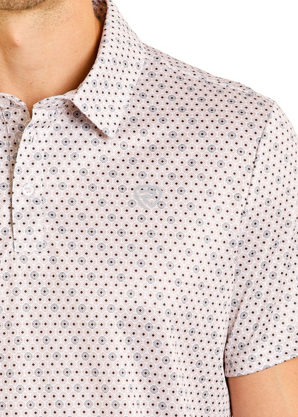 ROCK & ROLL GEO ALLOVER PRINT WHITE - MENS POLO  - BM51T08332